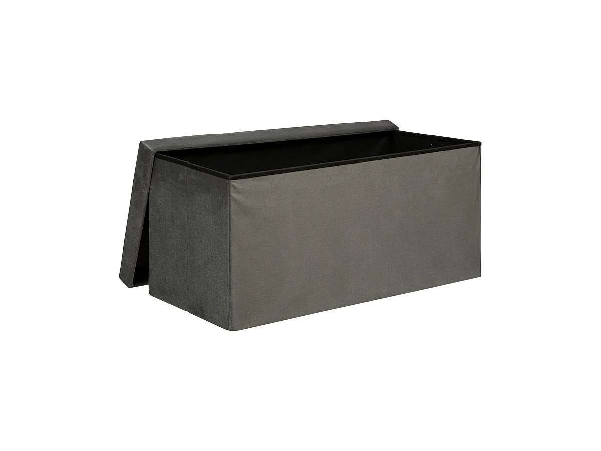 Pouf pliant et Coffre de rangement en tissu Gris 76 x 38 cm
