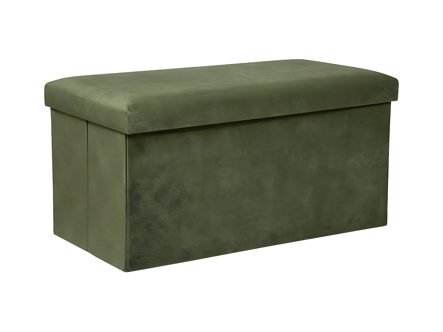Pouf pliant et Coffre de rangement en tissu Vert kaki 76 x 38 cm