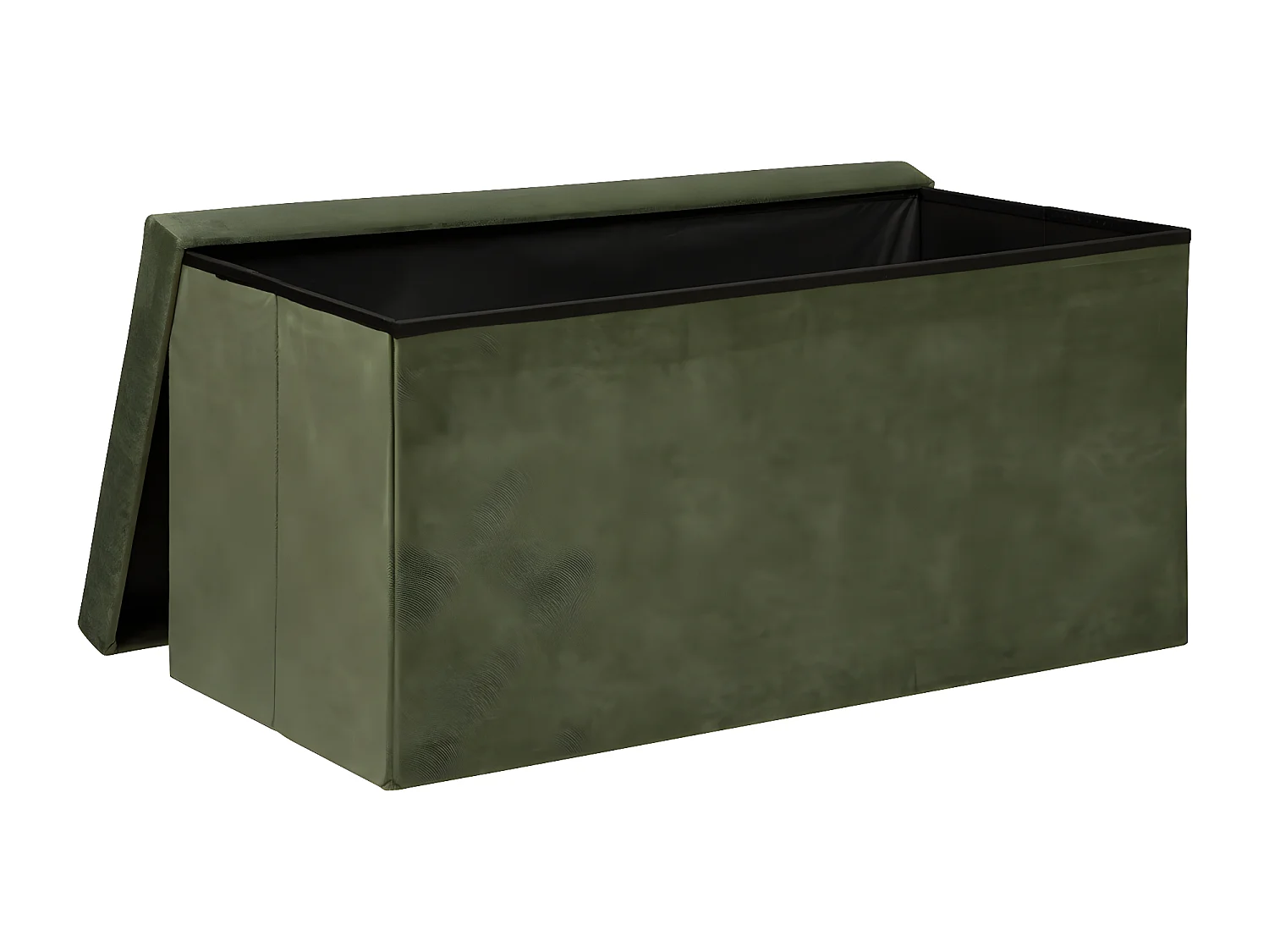 Pouf pliant et Coffre de rangement en tissu Vert kaki 76 x 38 cm
