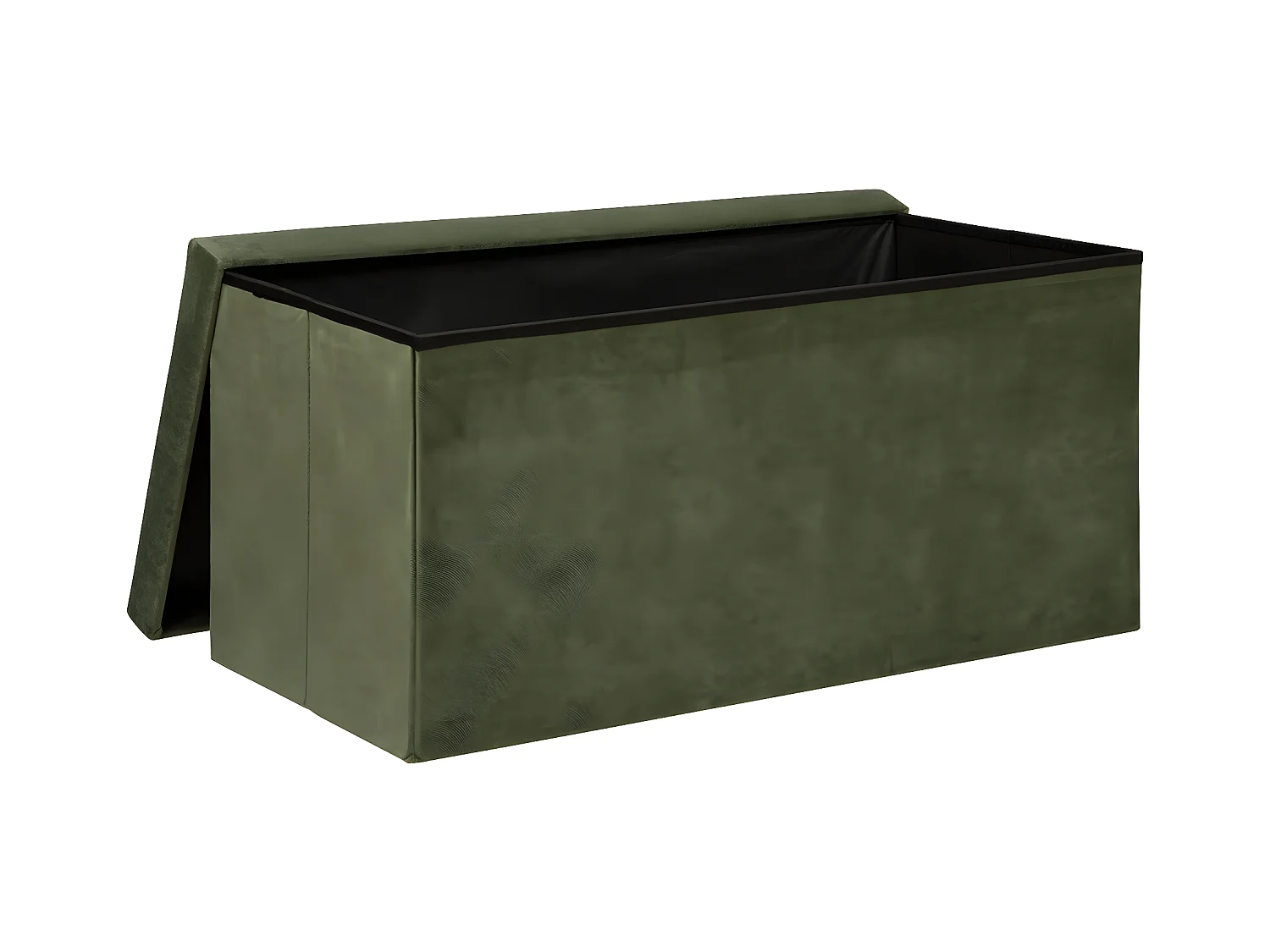 Pouf pliant et Coffre de rangement en tissu Vert kaki 76 x 38 cm