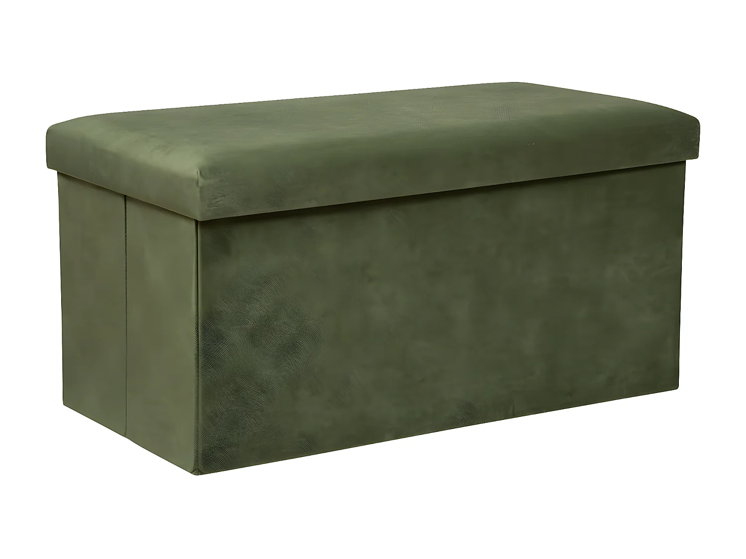 Pouf pliant et Coffre de rangement en tissu Vert kaki 76 x 38 cm