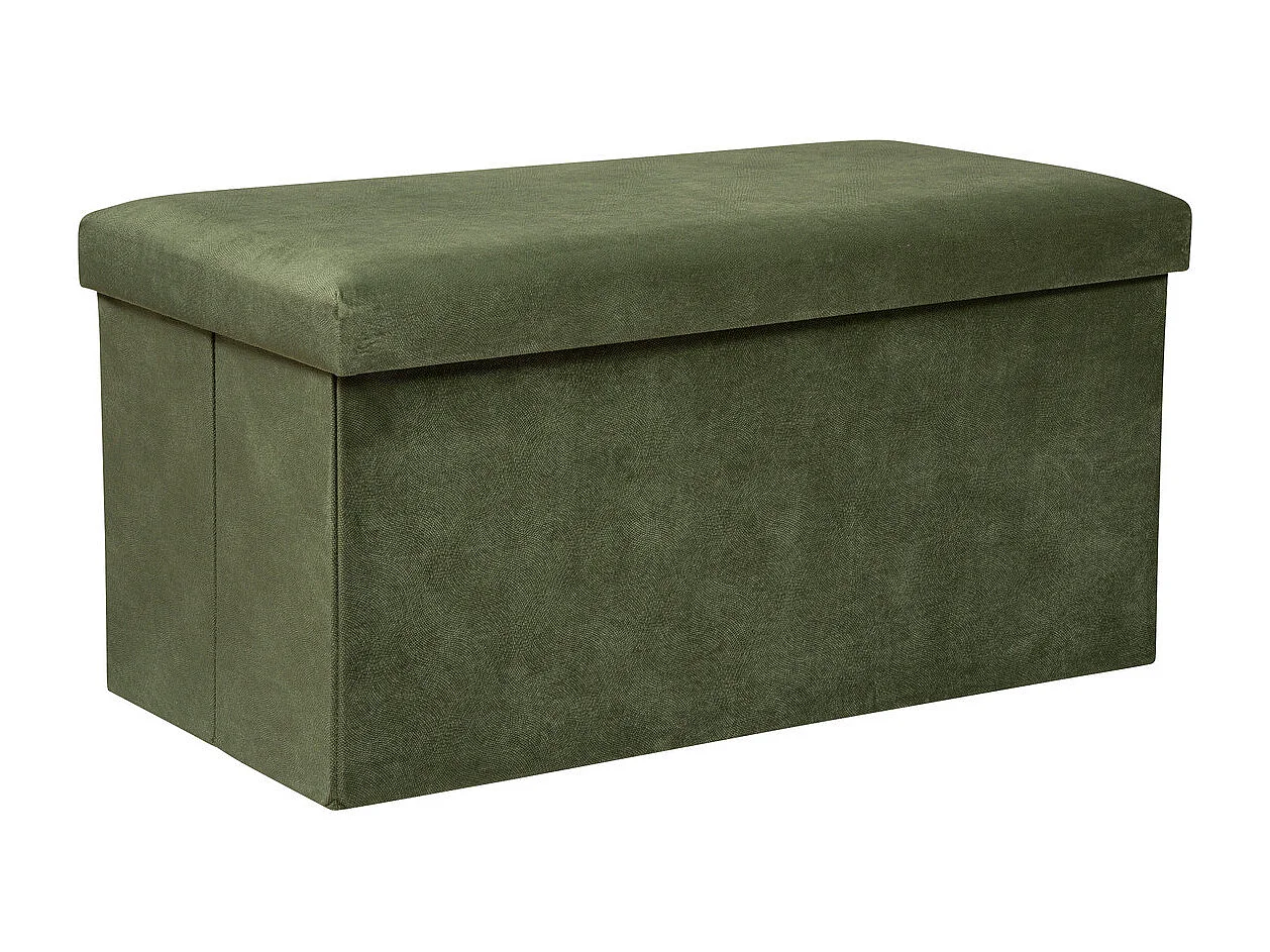 Pouf pliant et Coffre de rangement en tissu Vert kaki 76 x 38 cm