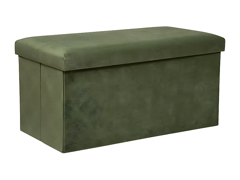 Pouf pliant et Coffre de rangement en tissu Vert kaki 76 x 38 cm
