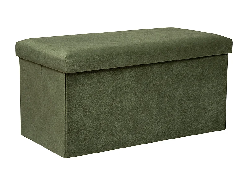 Pouf pliant et Coffre de rangement en tissu Vert kaki 76 x 38 cm