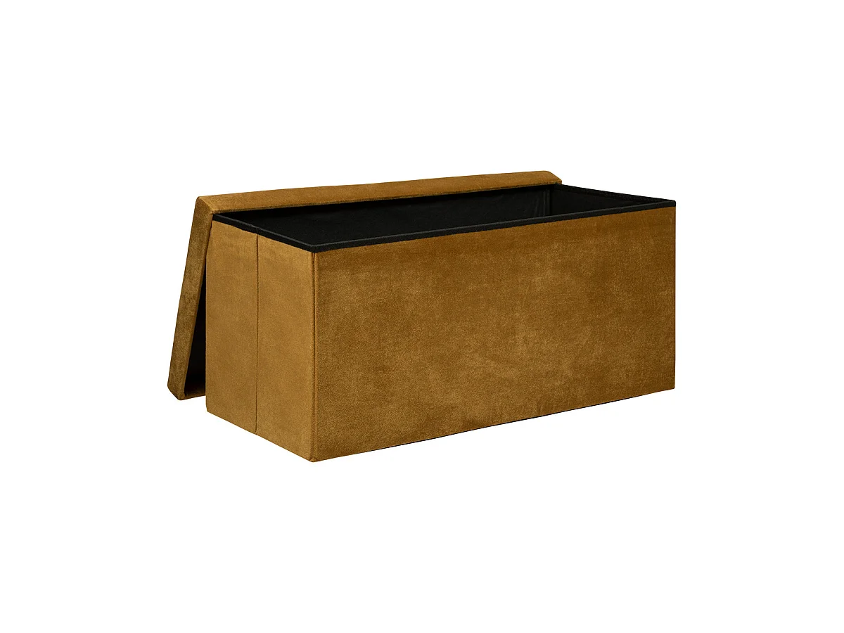 Pouf pliant et Coffre de rangement en tissu Jaune Moutarde 76 x 38 cm