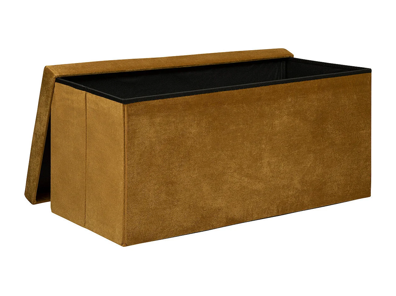 Pouf pliant et Coffre de rangement en tissu Jaune Moutarde 76 x 38 cm