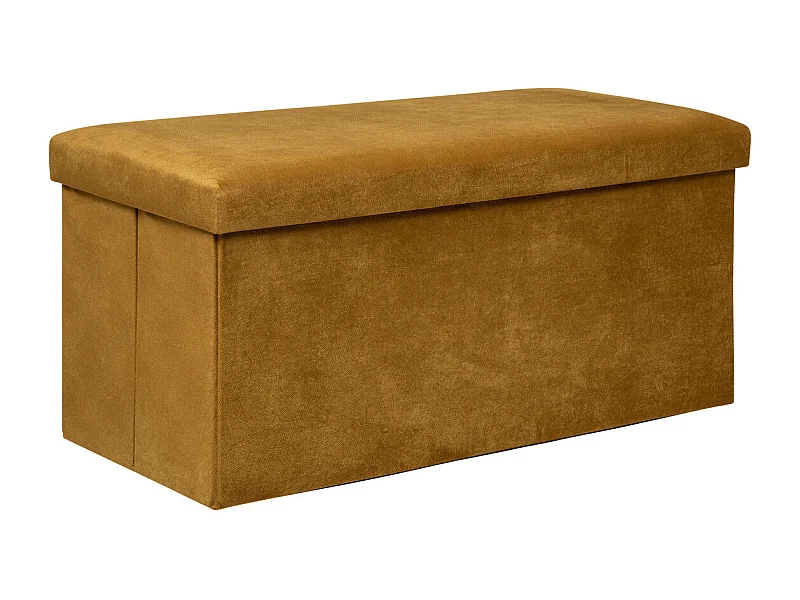 Pouf pliant et Coffre de rangement en tissu Jaune Moutarde 76 x 38 cm