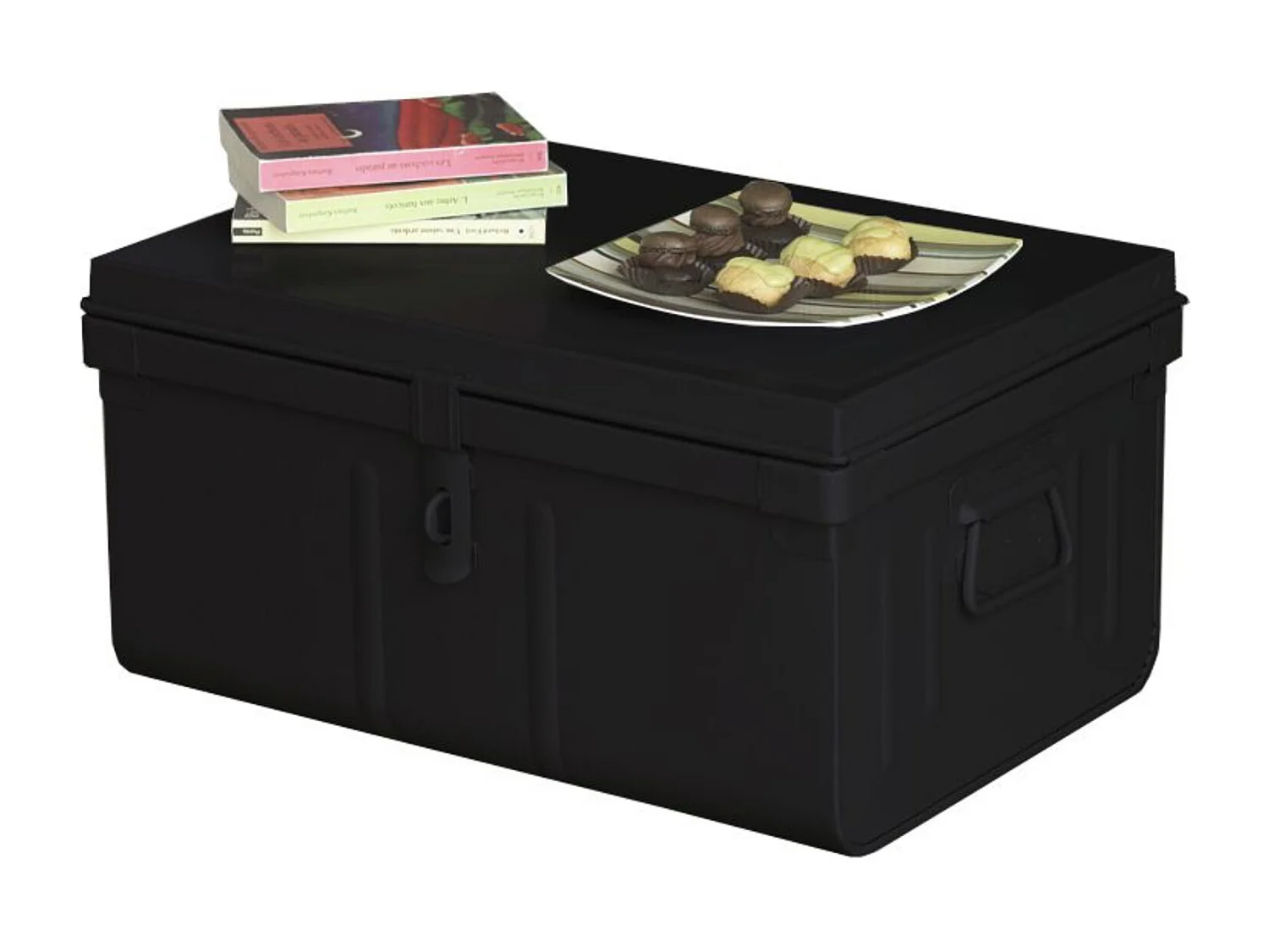 Malle de rangement en métal Habitat L57xH29xP42 - Capacité 60 litres-Noir