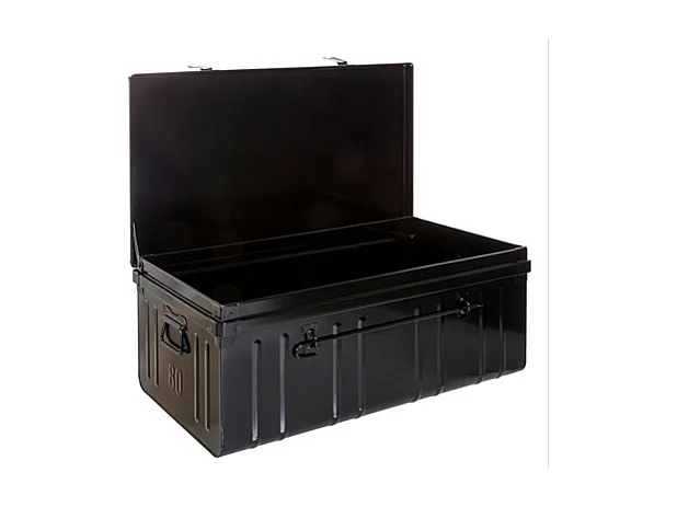 Malle de rangement en métal Habitat L90xH35xP50 - Capacité 130 litres-Noir