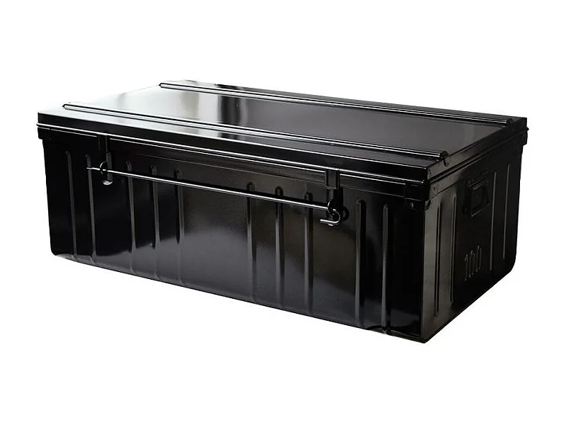 Malle de rangement en métal Habitat L90xH35xP50 - Capacité 130 litres-Noir