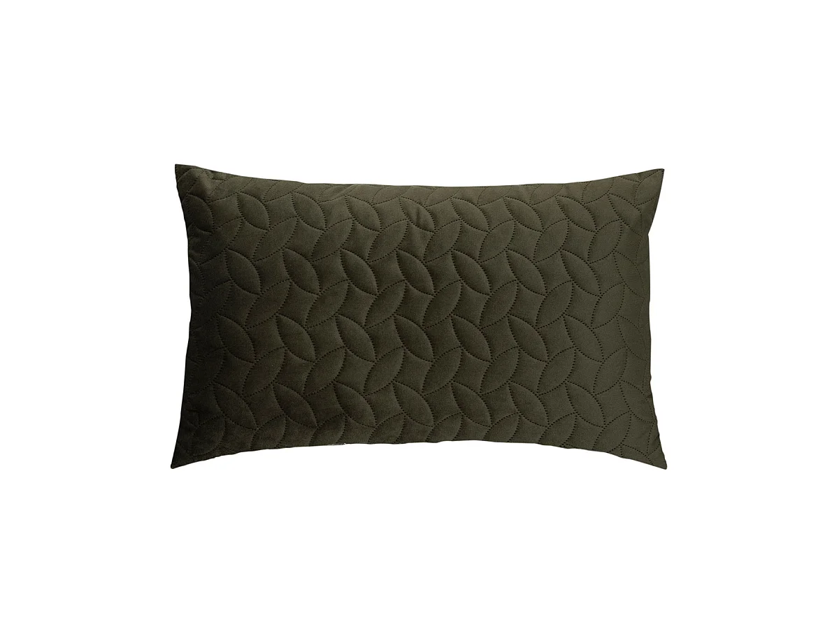 Coussin déhoussable Vert Kaki en Velours embossé 38 x 58 cm