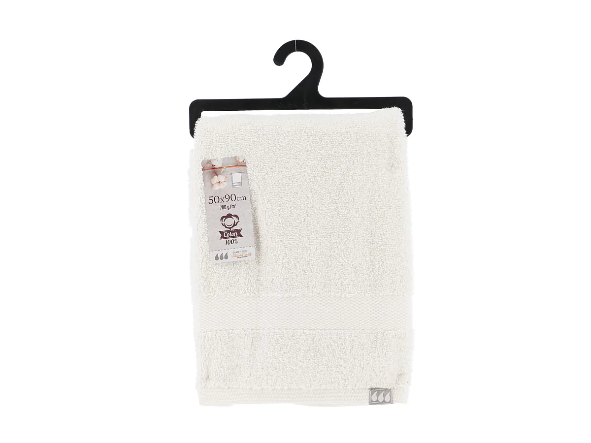 Serviette de toilette tissu éponge 100% Coton Blanc 50 x 90 cm