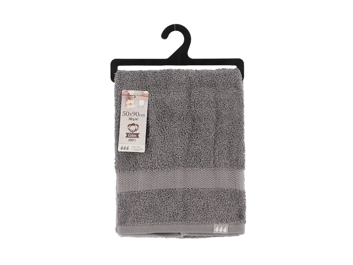 Serviette de toilette tissu éponge 100% Coton Gris 50 x 90 cm