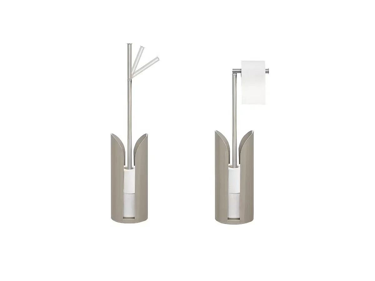 Dérouleur papier toilette WC avec réserve en métal Beige H 60 cm