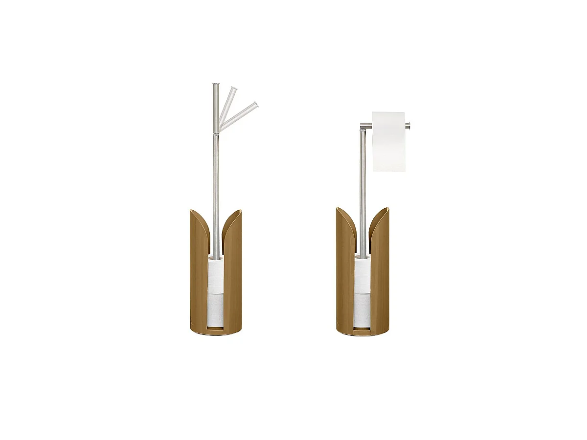 Dérouleur papier toilette WC avec réserve en métal Marron malt H 60 cm