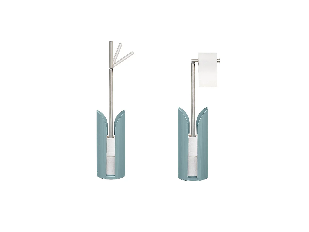 Dérouleur papier toilette WC avec réserve en métal Bleu artic H 60 cm