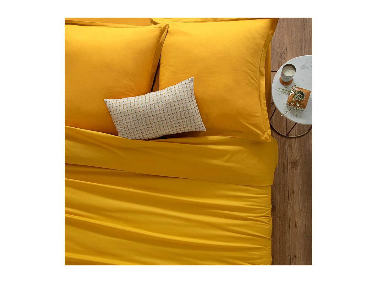 Funda de cojín algodón ocre de 50x70cm