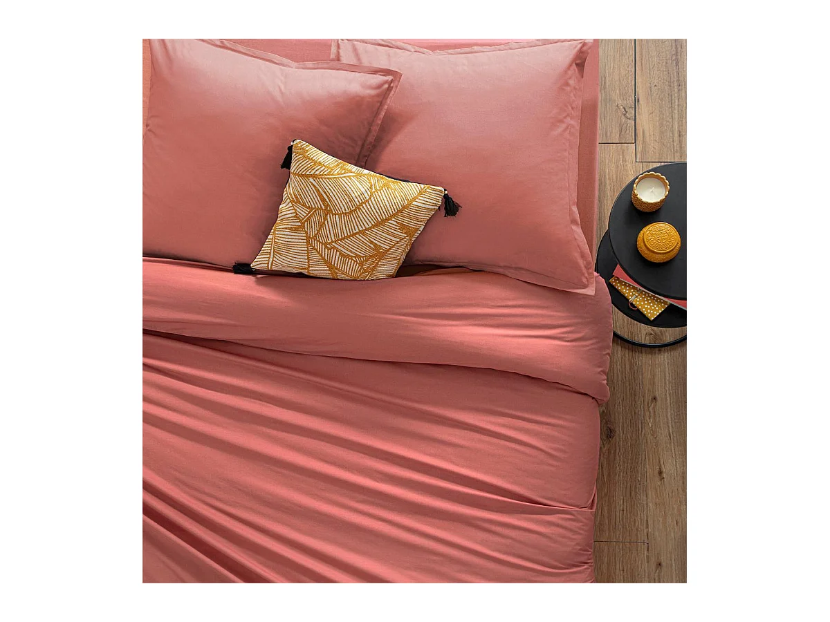 Funda de cojín algodón rosa de 50x70cm