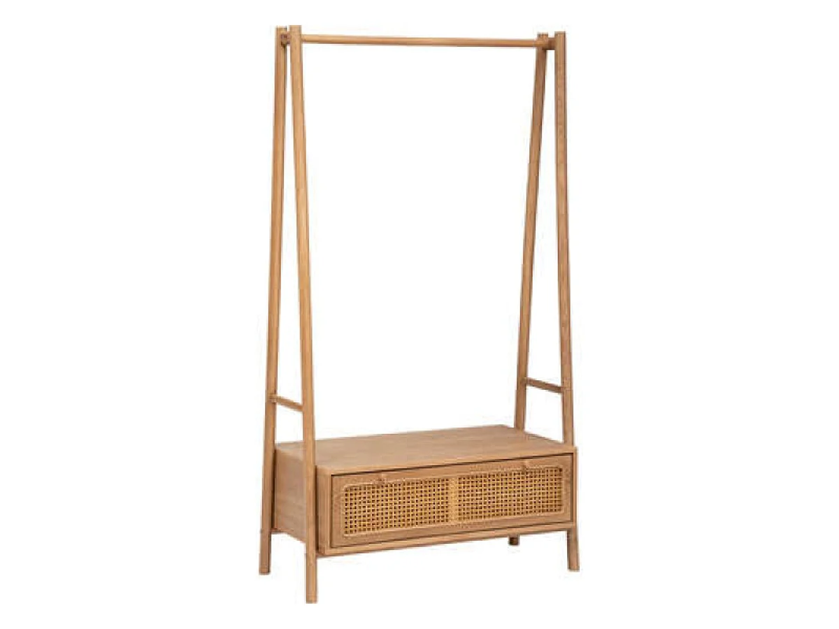 Meuble d'entrée en bois MDF coloris naturel - L. 90  x P. 45 x H. 162  cm