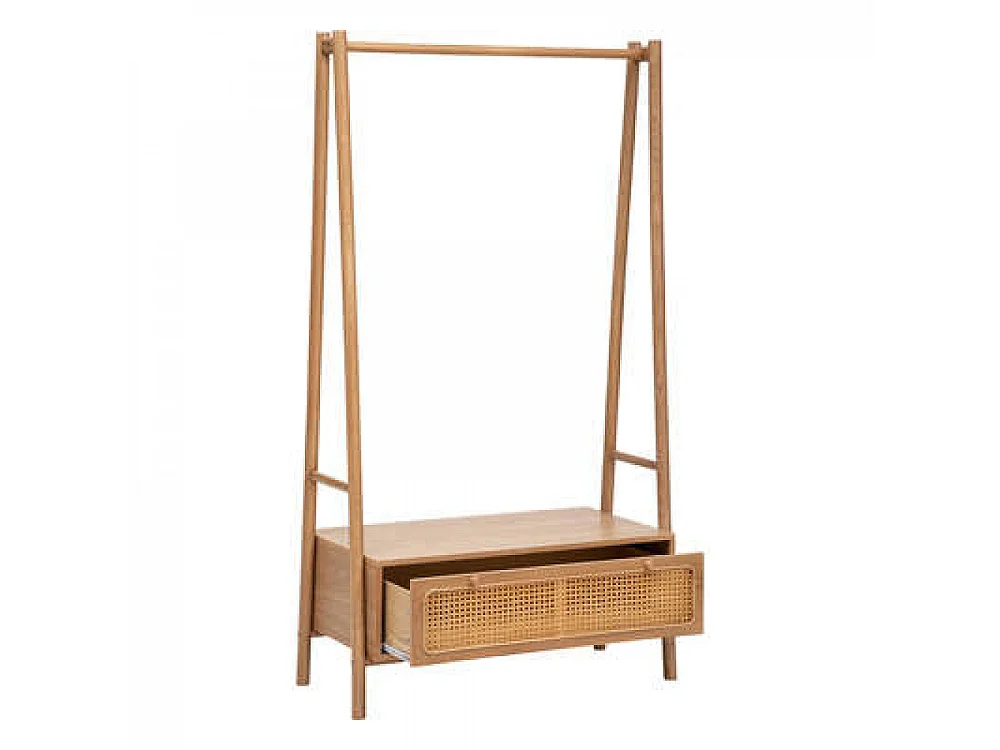 Meuble d'entrée en bois MDF coloris naturel - L. 90  x P. 45 x H. 162  cm