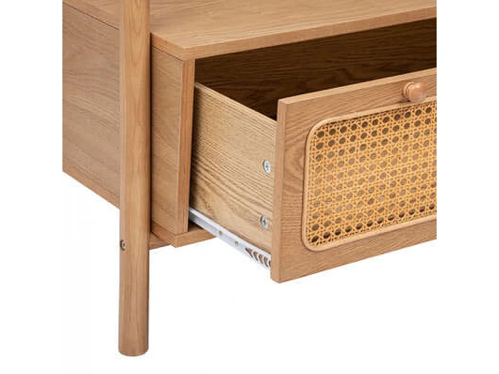 Meuble d'entrée en bois MDF coloris naturel - L. 90  x P. 45 x H. 162  cm