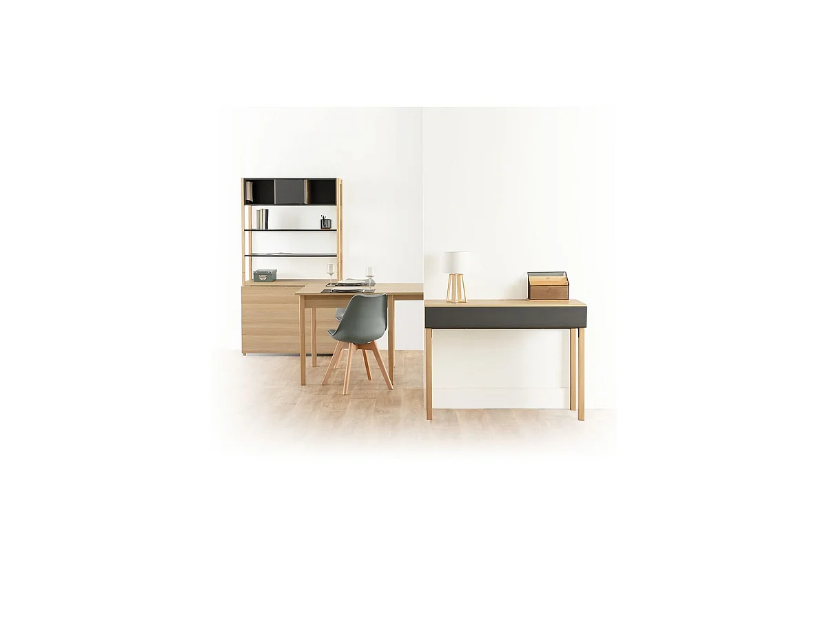 Meuble Console extensible et Bureau en Bois Beige et Gris H 80 cm