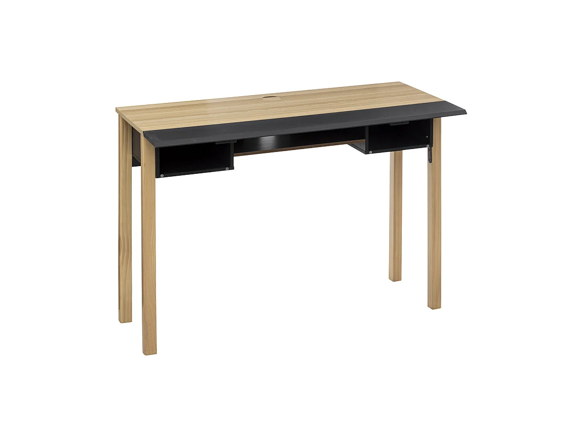 Meuble Console extensible et Bureau en Bois Beige et Gris H 80 cm