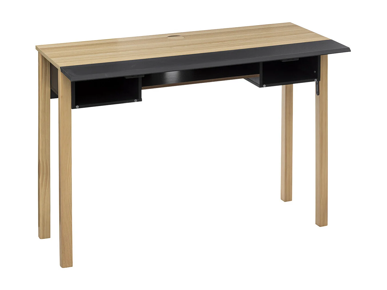 Meuble Console extensible et Bureau en Bois Beige et Gris H 80 cm