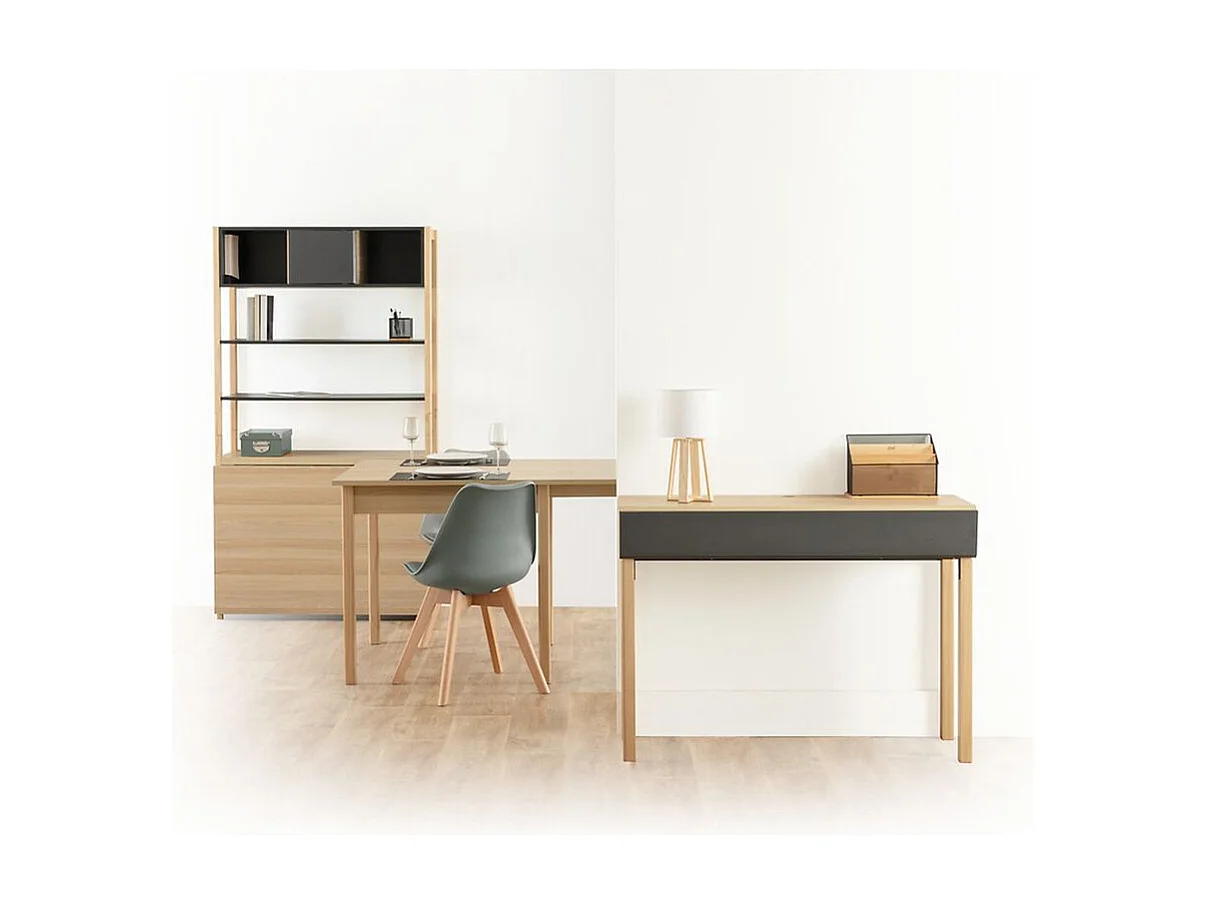 Meuble Console extensible et Bureau en Bois Beige et Gris H 80 cm