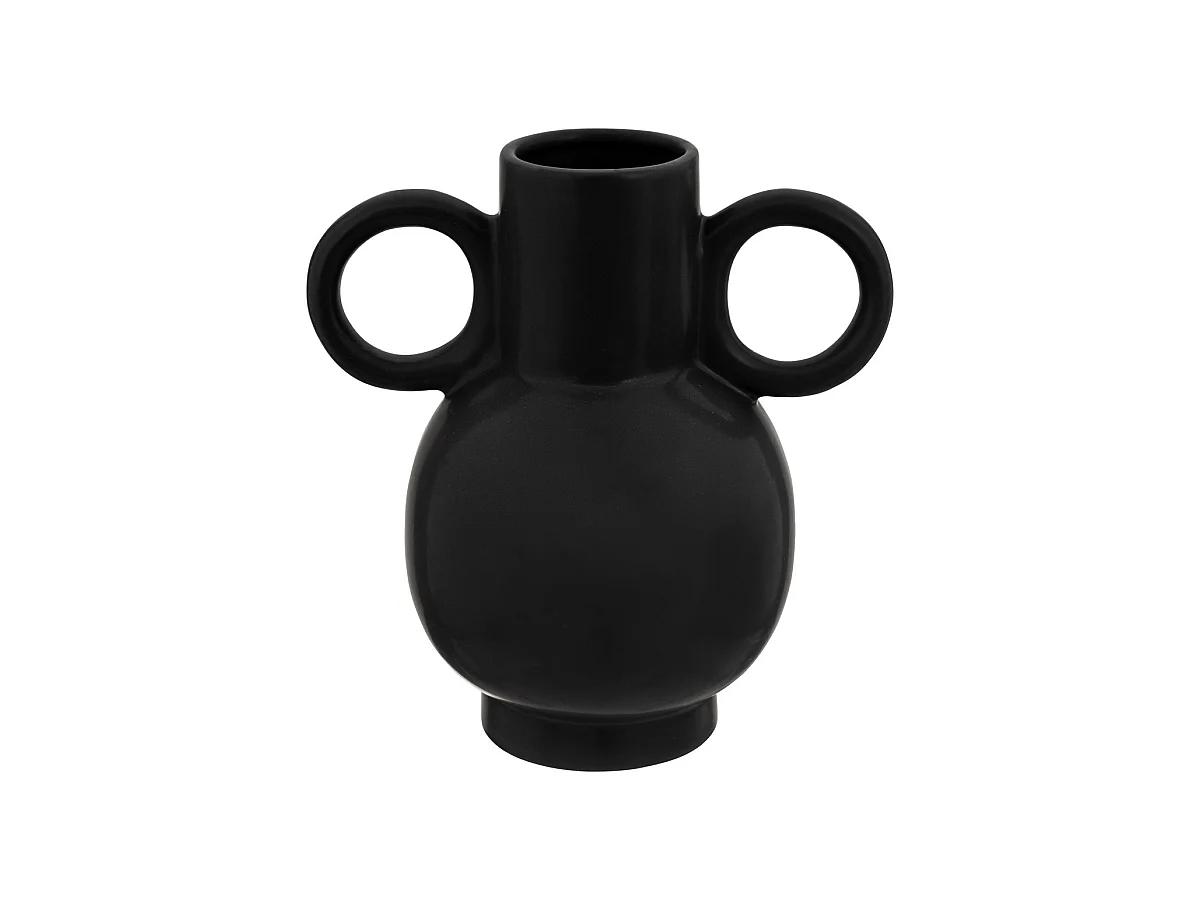 Vase Amphore en Céramique Noire H 22,5 cm