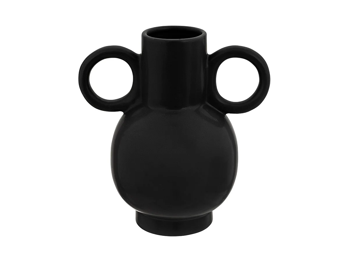 Vase Amphore en Céramique Noire H 22,5 cm