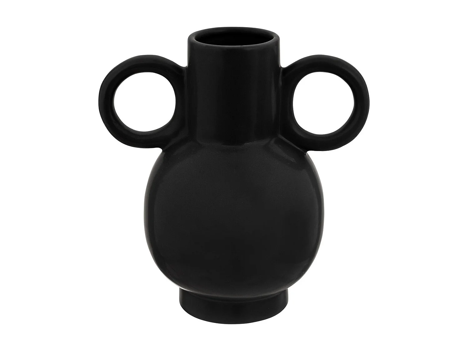 Vase Amphore en Céramique Noire H 22,5 cm
