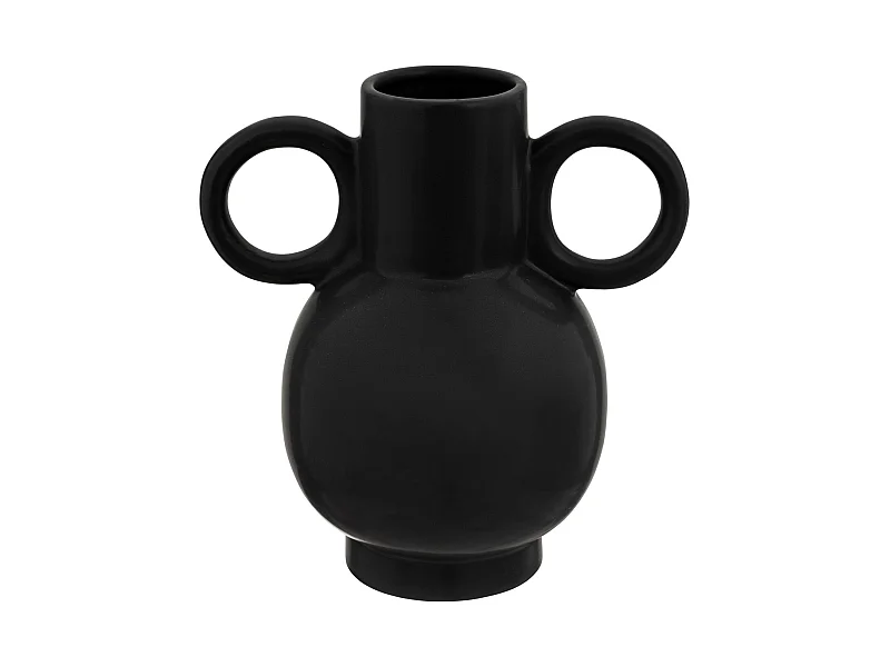 Vase Amphore en Céramique Noire H 22,5 cm