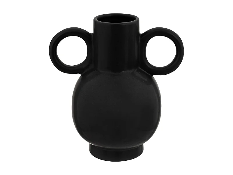 Vase Amphore en Céramique Noire H 22,5 cm