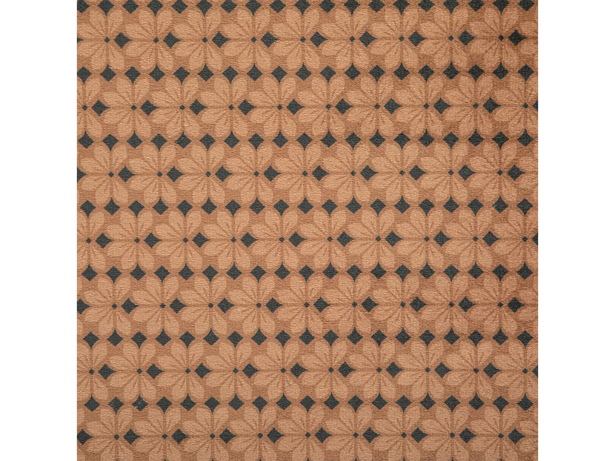 Pouf pliant et Coffre de rangement en velours Marron Caramel avec motifs