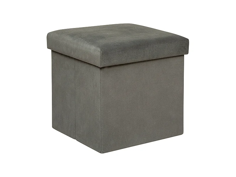 Pouf pliant et Coffre de rangement en tissu Gris 38 x 38 cm
