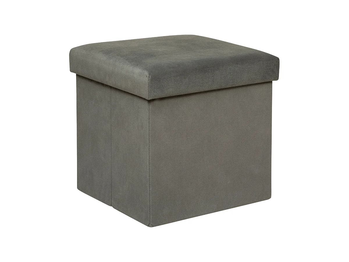 Pouf pliant et Coffre de rangement en tissu Gris 38 x 38 cm