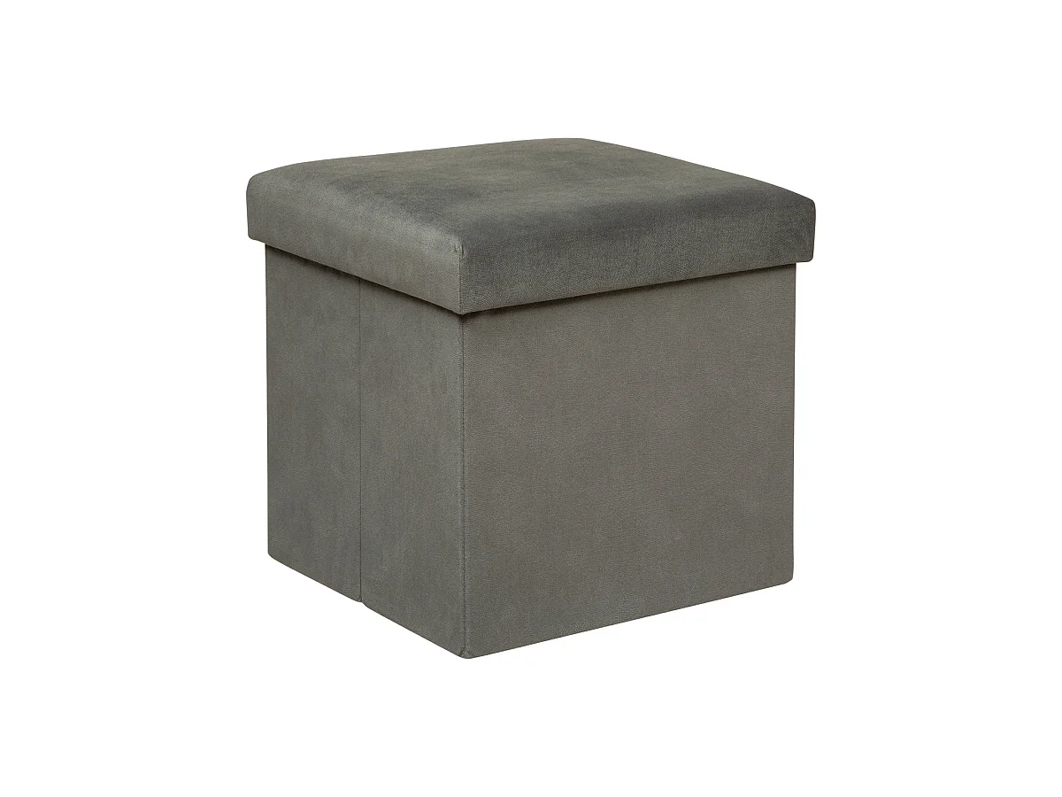 Pouf pliant et Coffre de rangement en tissu Gris 38 x 38 cm