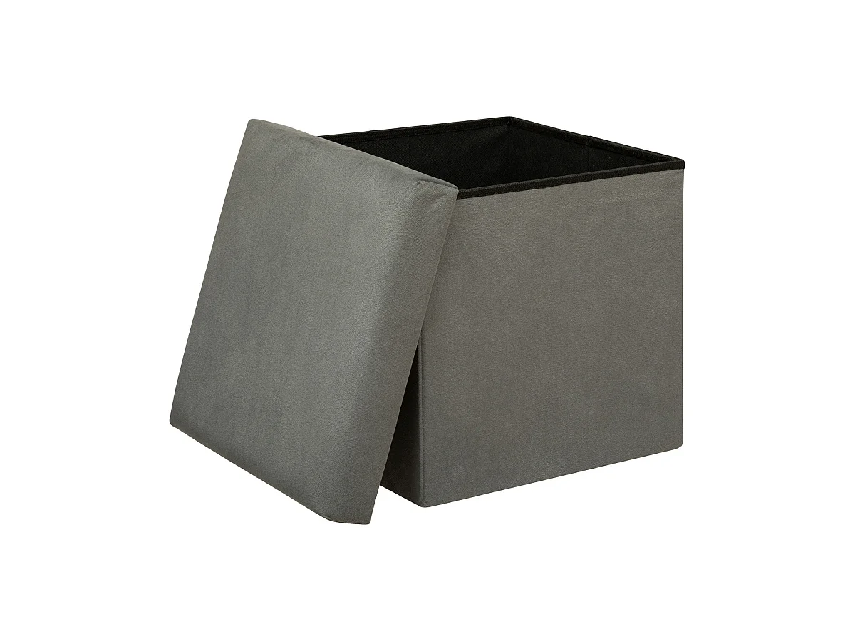 Pouf pliant et Coffre de rangement en tissu Gris 38 x 38 cm