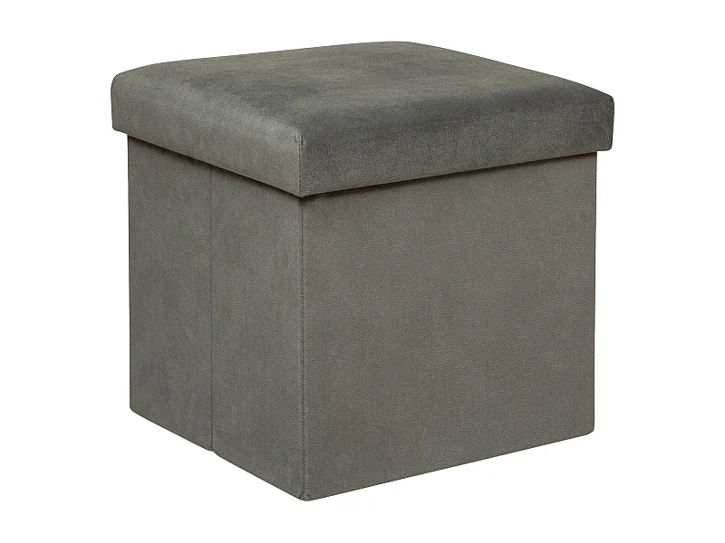 Pouf pliant et Coffre de rangement en tissu Gris 38 x 38 cm