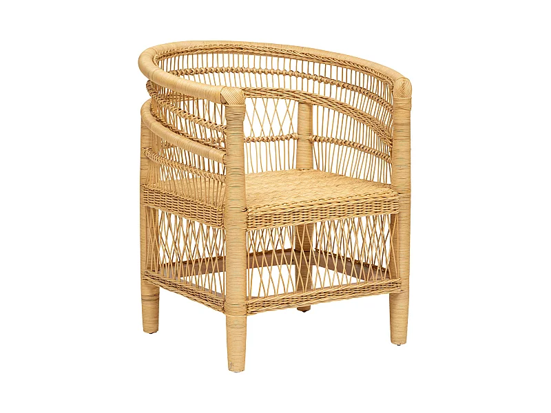 Fauteuil en Rotin Naturel et Bois d'Acajou H 82 cm