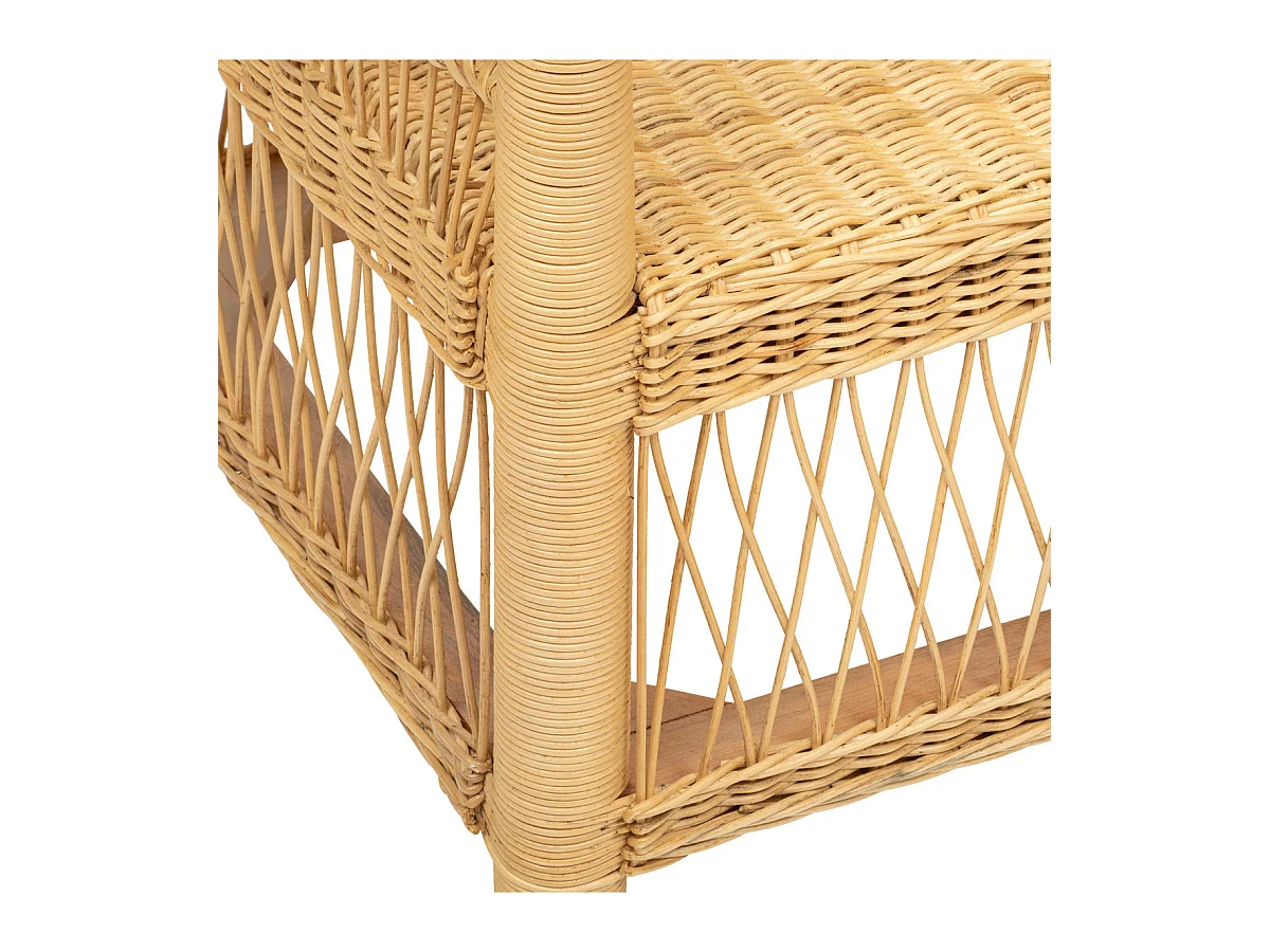 Fauteuil en Rotin Naturel et Bois d'Acajou H 82 cm