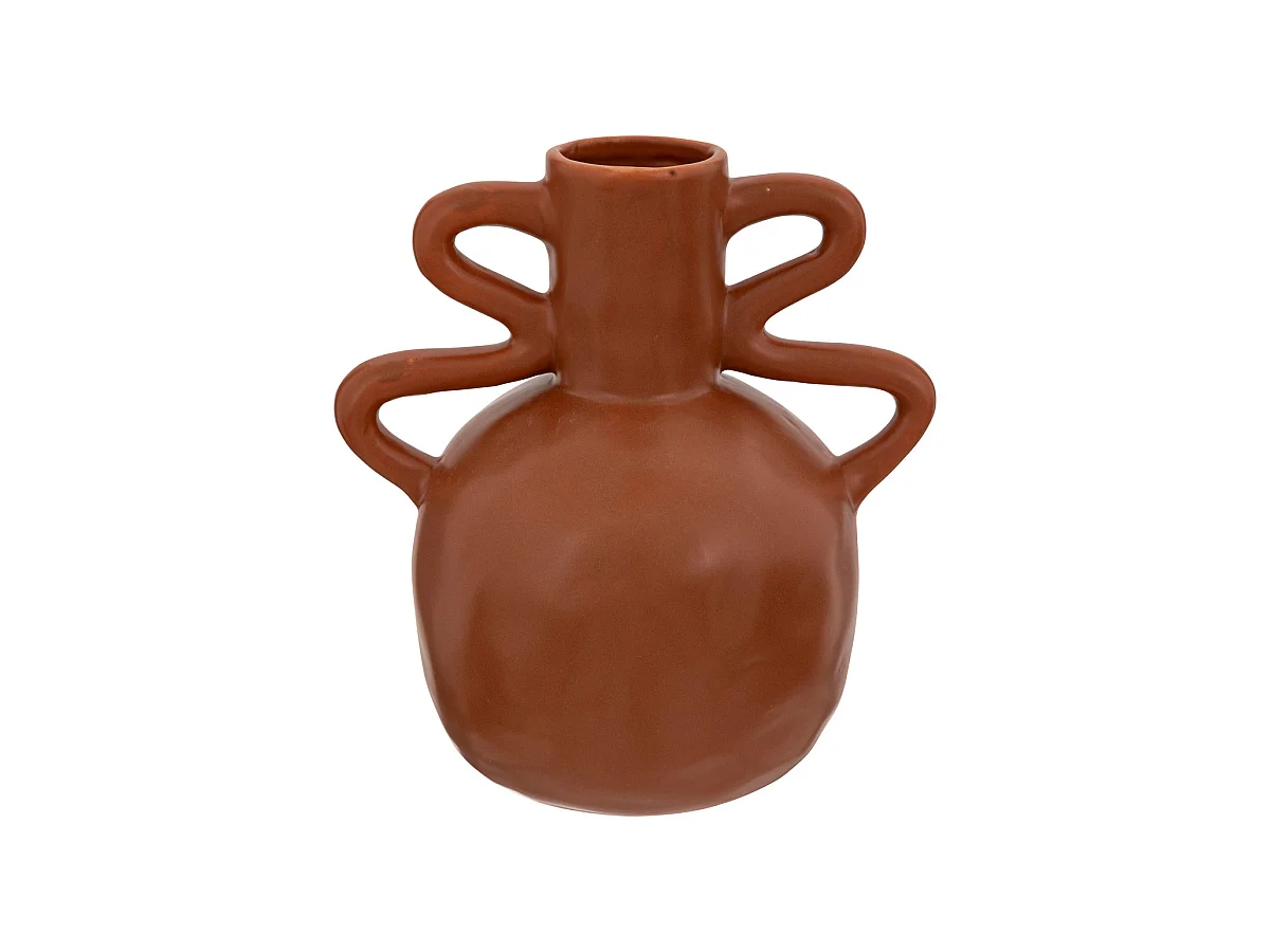 Vase Amphore en Céramique Marron cannelle H 20 cm