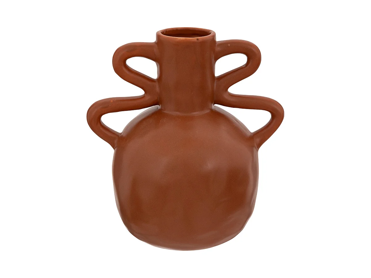 Vase Amphore en Céramique Marron cannelle H 20 cm