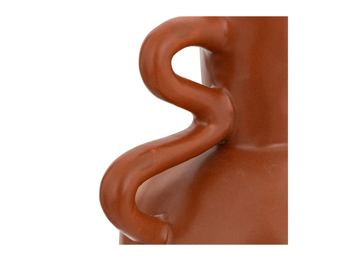 Vase Amphore en Céramique Marron cannelle H 20 cm