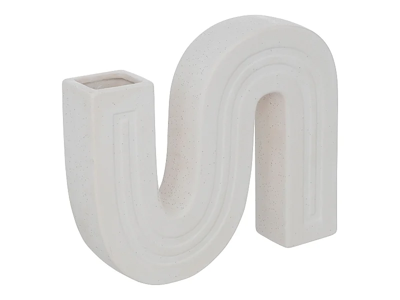 Vase Soliflore Blanc en Céramique sculptée fini texturé H 21 cm