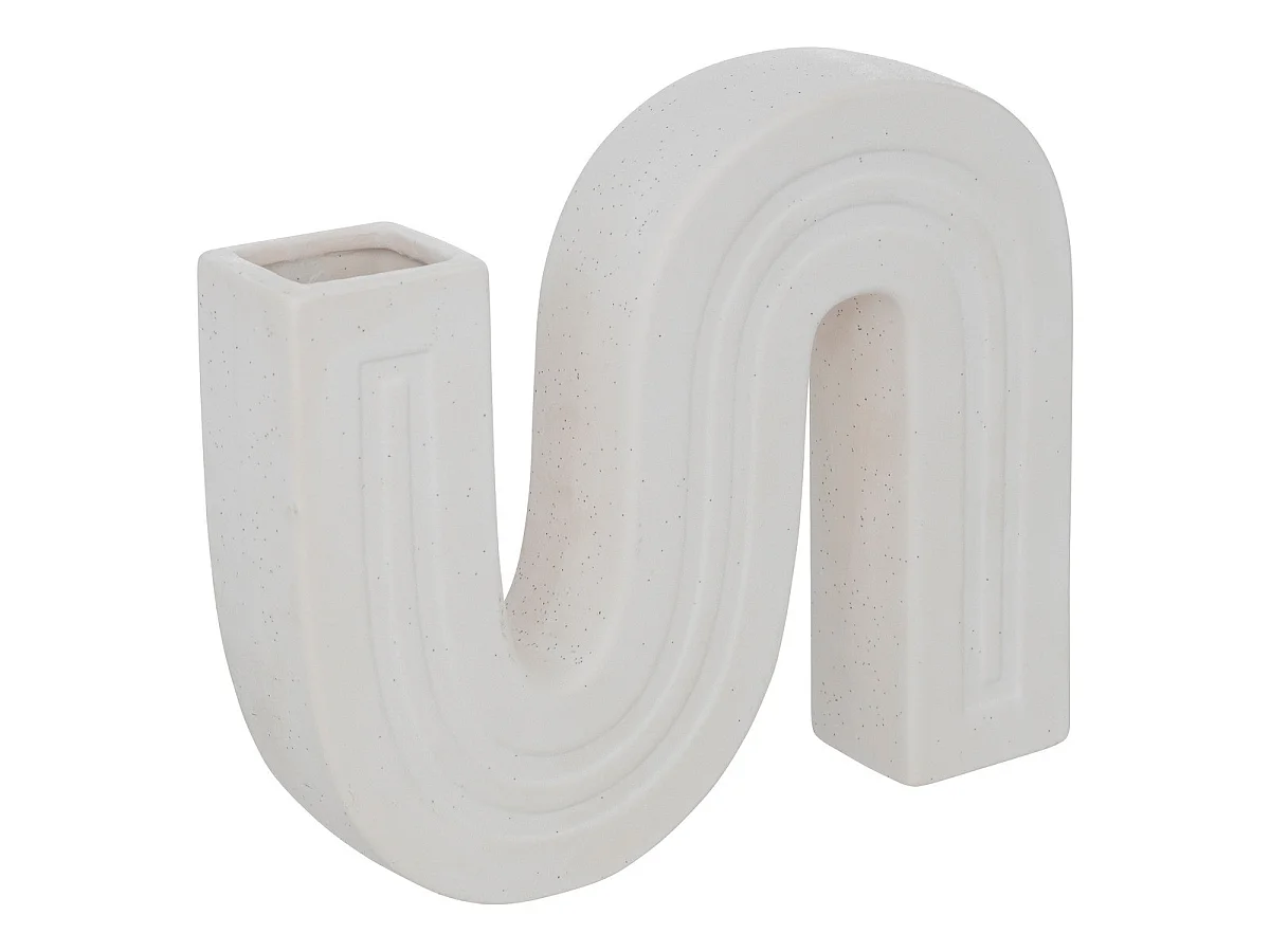 Vase Soliflore Blanc en Céramique sculptée fini texturé H 21 cm