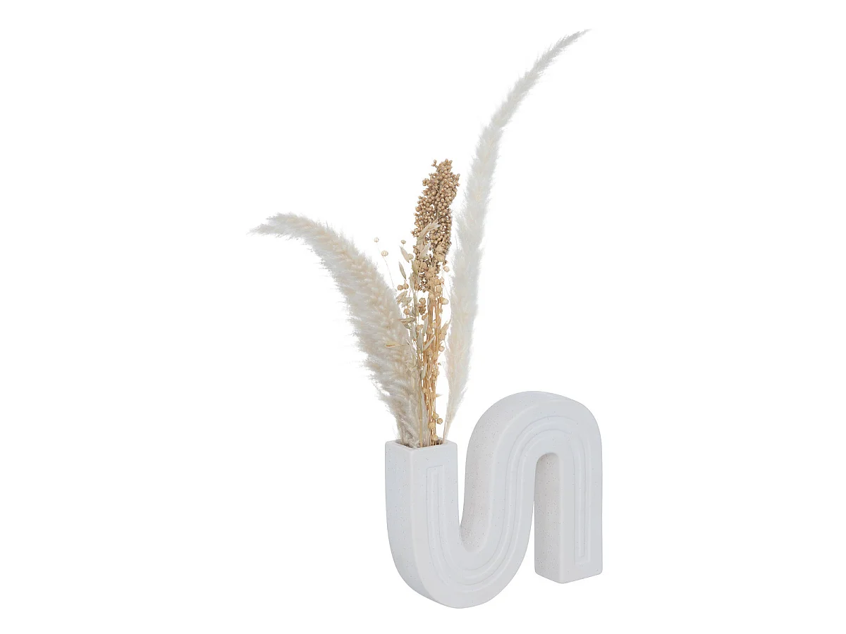 Vase Soliflore Blanc en Céramique sculptée fini texturé H 21 cm