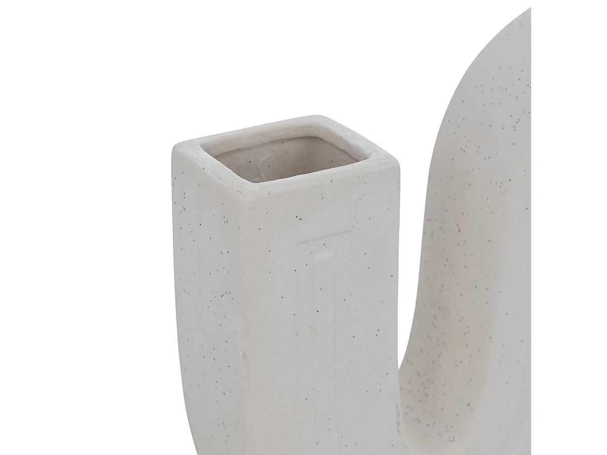 Vase Soliflore Blanc en Céramique sculptée fini texturé H 21 cm
