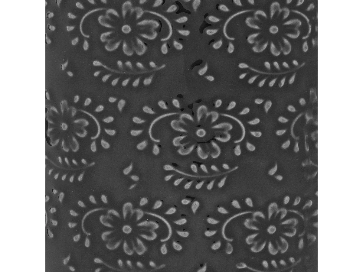 Vase en Céramique émaillée Gris motif en relief D. 12 x H. 21,5 cm